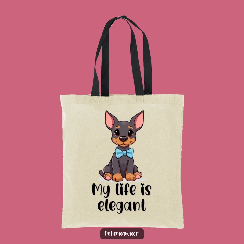 Funny Doberman Bow Tie Tote Bag: Attentive Dog for Stylish Errands